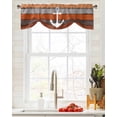 thumbnail image 5 of Tie Up Valance Curtain for Kitchen,Coastal Nautical Compass Orange Gradient Rod Pocket Short Curtains Adjustable Tie-Up Shade Valances,Vintage Farm Wood Board Window Treatment for Living Room, 5 of 8