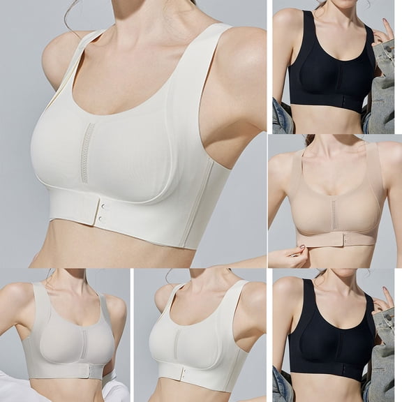 Swuxness Women's Push Up Wireless Bras Solid Color Back Closure Support for Side Breast and Sagging