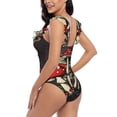 thumbnail image 5 of Yiaed Red Mushrooms Print Women's Ruffled One Piece Swimsuit V Neck Swimwear Slimming Monokini for Woman-Medium, 5 of 8