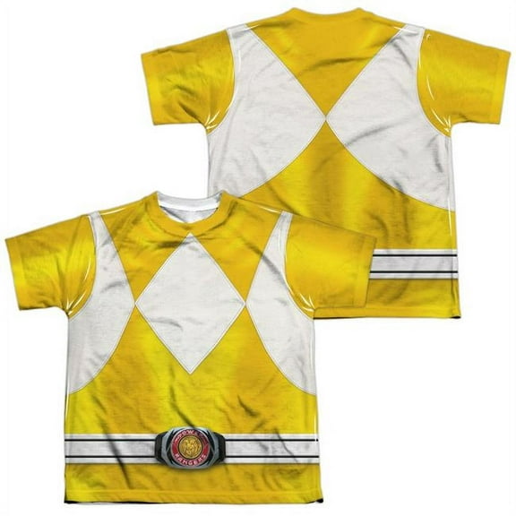 Power Rangers Men's  Yellow Ranger  Sublimation T-shirt White