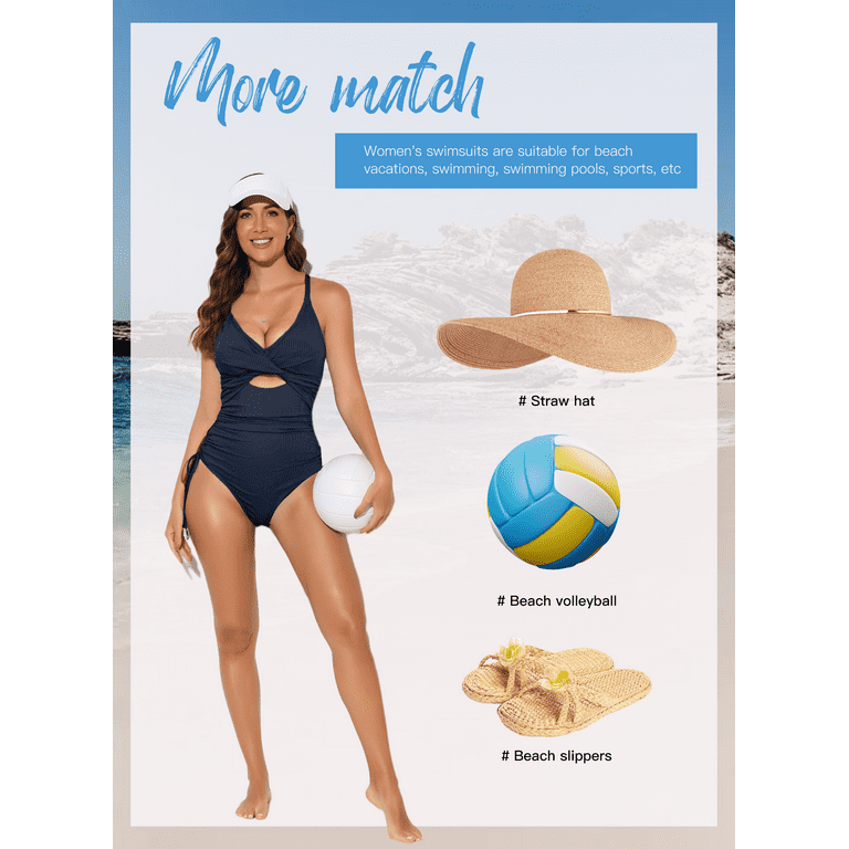 Eytino Women's High Cut Criss Cross V-Neck Monokini One-Piece