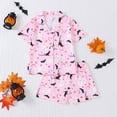 thumbnail image 2 of Tisuna Children'S Short Sleeve Halloween Pajamas Set For Girls Ghost Bat Print Collared Tops And Shorts Pjs Set Lightweight Casual Kids Halloween 2 Pieces Sleepwear For Age 4-7 Years, 2 of 9