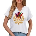 thumbnail image 6 of Craaazy Mardi Gras Shirts for Women Short Sleeve Casual Carnival Printed V-neck T-shirts Gifts, 6 of 6