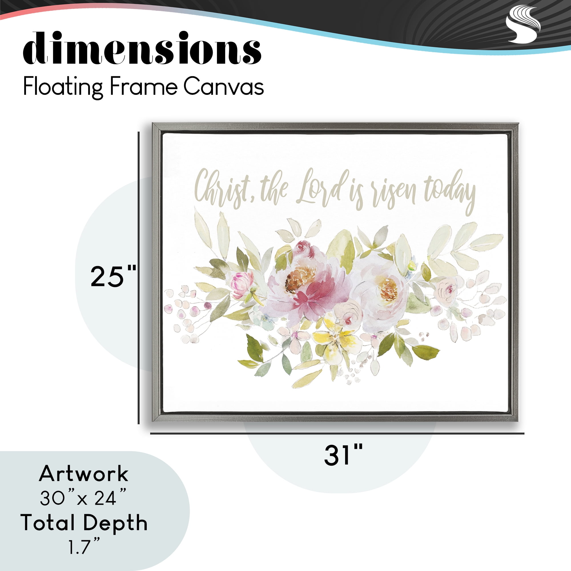 Stupell Industries The Lord Is Risen Florals Gray Framed Floater Canvas Wall Art, design by Patricia Pinto