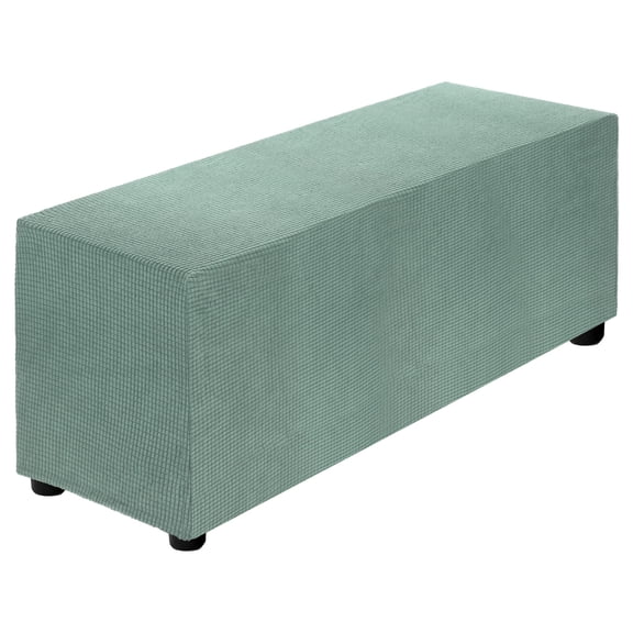 Stretch Ottoman Cover Rectangular Fit Length 40"-50", Large, Bean Green