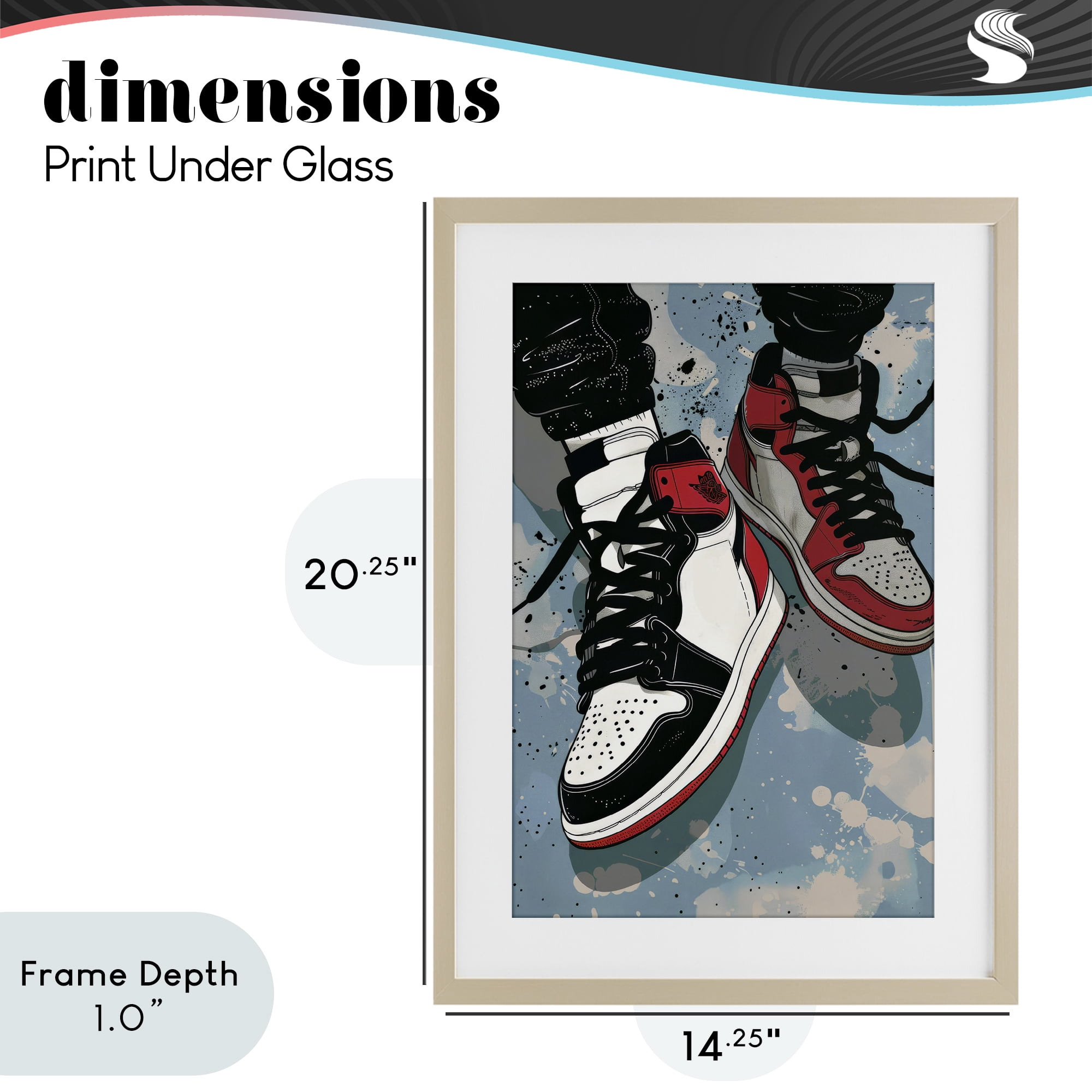 Stupell Industries Casual Streetwear Sneakers Birch Framed Print Under Glass, design by Ray Powers