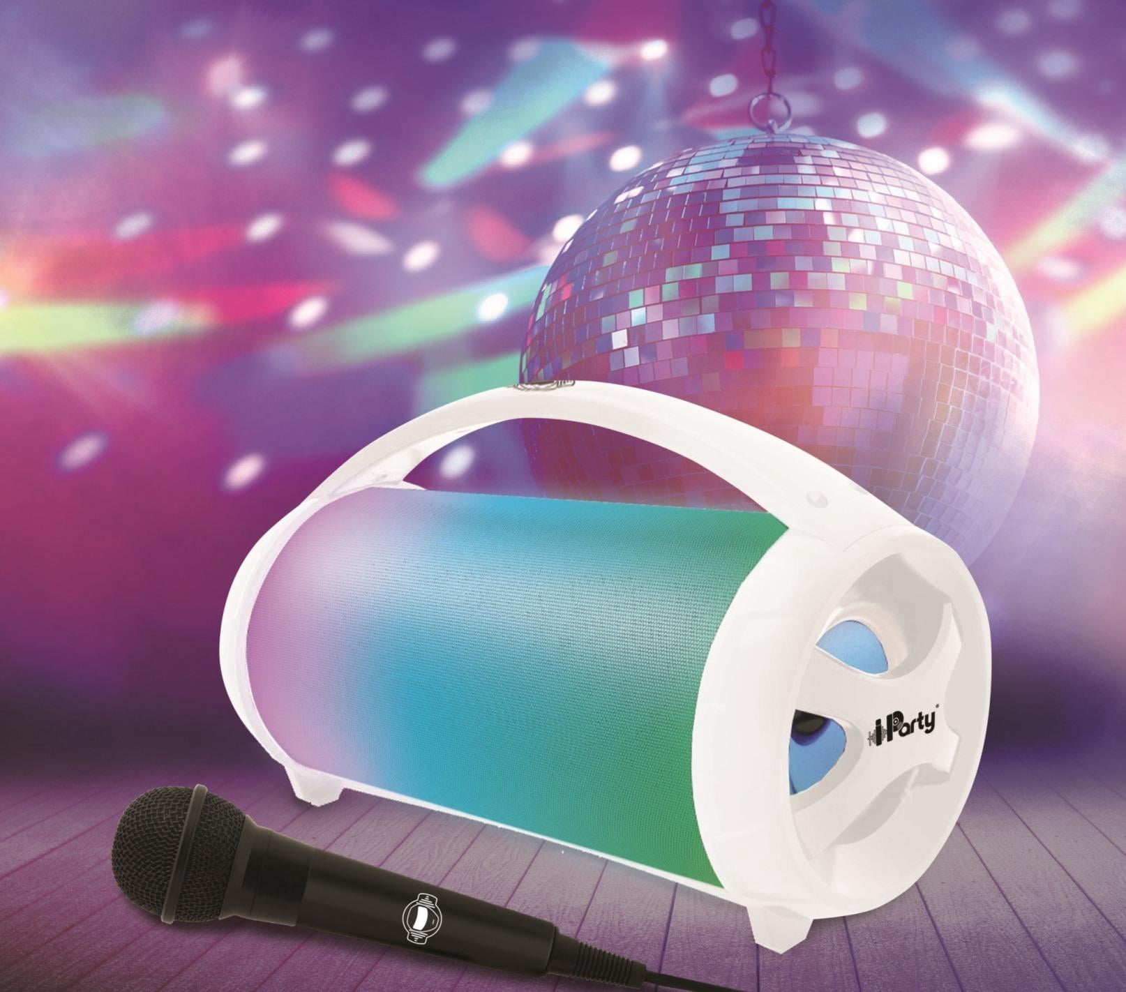 Lexibook iParty Portable Light Speaker with Mic, White