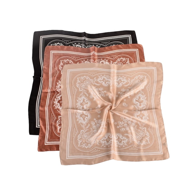 3 pañuelos para la cabeza de satén de 27,5 pulgadas, pañuelo para el cabello, pañuelo de seda, pañuelo de seda para el cabello, pañuelo para el cuello para mujeres y niñas