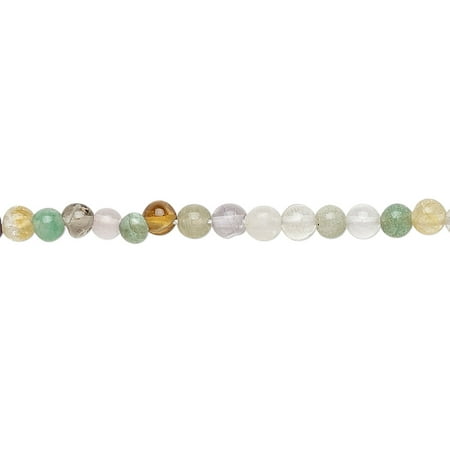 

1 PC-Bead multi-gemstone and brown goldstone (natural / dyed / heated / irradiated / manmade) multicolored 3-4mm hand-cut round Mohs hardness 3 to