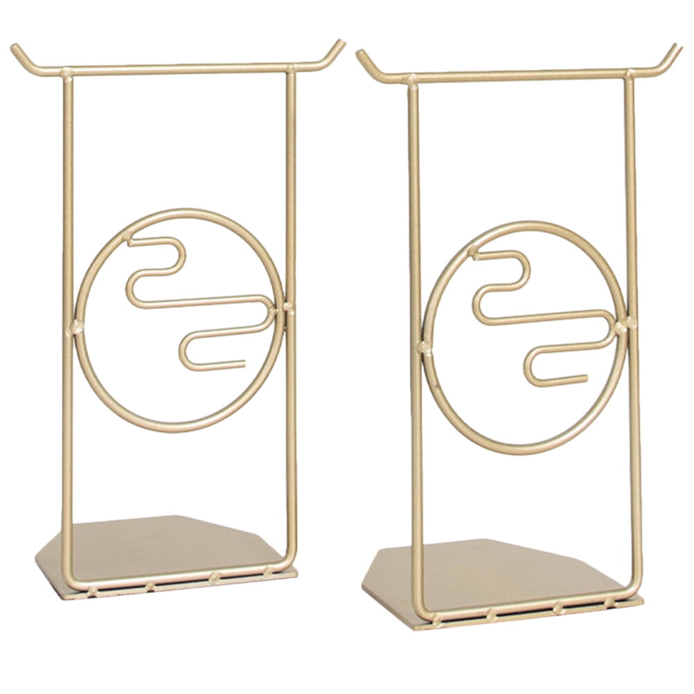 ELAYARD Set of 2 Golden Metal Bookends for Home and Office Book File and Document Organization
