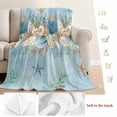 thumbnail image 5 of Beach Coastal Blue Blanket Soft Cozy Warm Throw Blanket for Couch, Plush Fuzzy Flannel Fleece Blankets for Sofa, Nautical Shell Starfish Coral Summer Bed Blankets Lightweight Gifts for Women, 30"x40", 5 of 9
