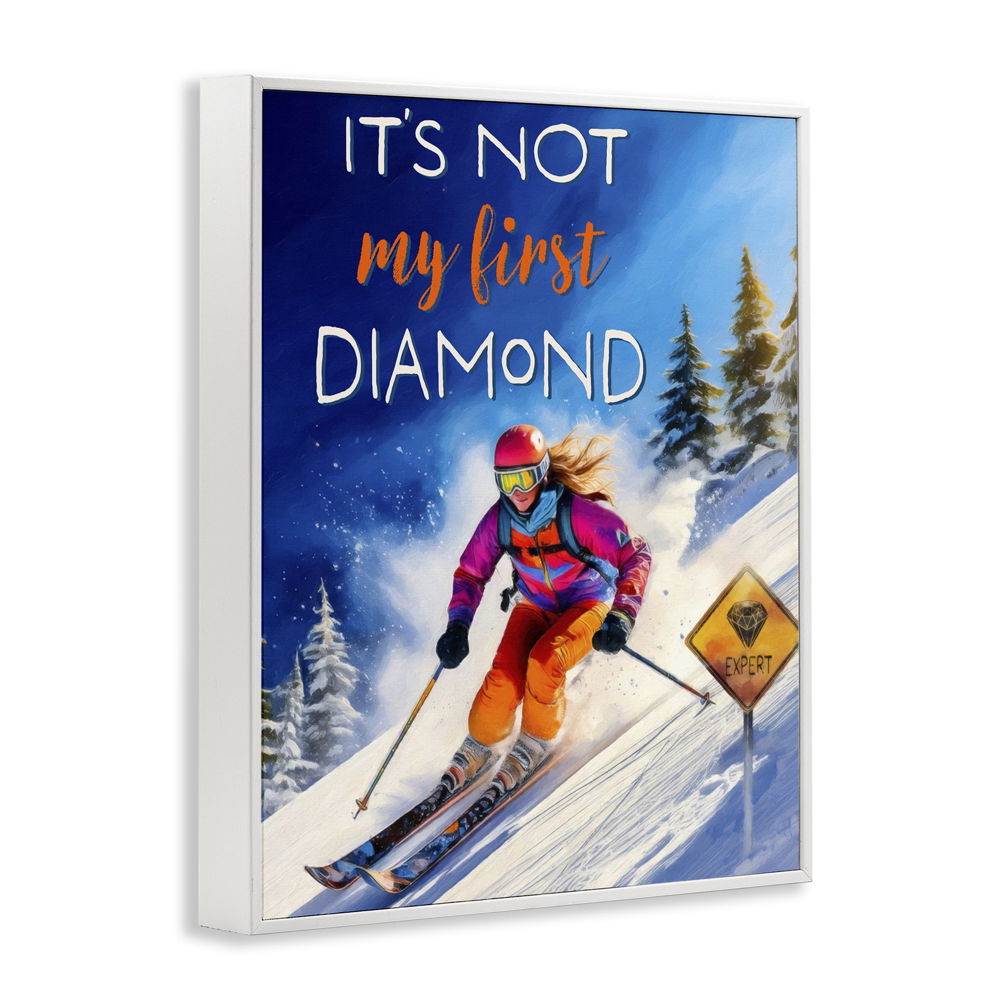 Stupell Industries Not My First Diamond White Framed Giclee Art, design by Grotto Studios