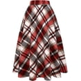thumbnail image 2 of Falda Larga de Cintura Alta elástica para Mujer, Acampanada, a Cuadros, para Invierno, cálida Vino Largo 2XL Vino Largo 2XL Xishao ropa, 2 of 2