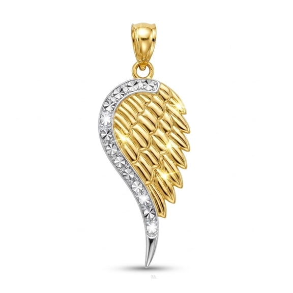 Charm America - Gold Guardian Angel Wing Charm - 14 Karat Solid Gold