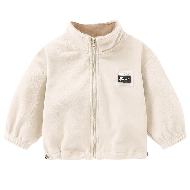 Gibobby Grandes NiñosAbrigo para niños de tamaño mediano Abrigo con cremallera Abrigo grueso de lana para niños Color de otoño e invierno Abrigo informal(Beige, 12-13 Años)
