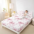 thumbnail image 3 of Manfei Pink Coquette Bowknot Bed Sheets For Kids,Rustic Plant Flowers King Sheets For Girls,4pcs, 3 of 6