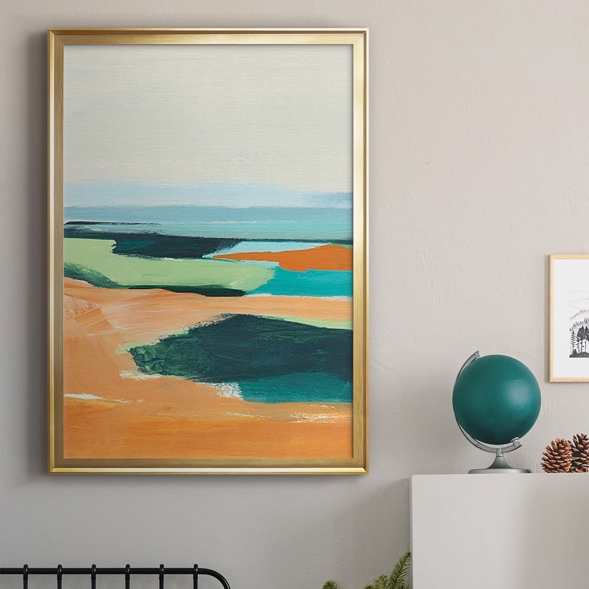 Aqua and Orange II Premium Framed Print, in Gold, Black, or Silver - Ready to Hang