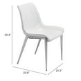 thumbnail image 6 of Magnus Dining Chair White & Silver Dining Chair, Modern Style, Plush and durable faux leather fabric, Plywood, Indoor Dining, 6 of 11