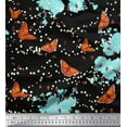 thumbnail image 1 of Soimoi Silk Fabric Dot,Floral & Butterfly Printed Fabric 1 Yard 42 Inch Wide, 1 of 1