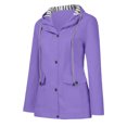 thumbnail image 3 of Women's Waterproof Raincoat Lightweight Rain Jacket Hooded Windbreaker with Pocket for Outdoor, 3 of 3