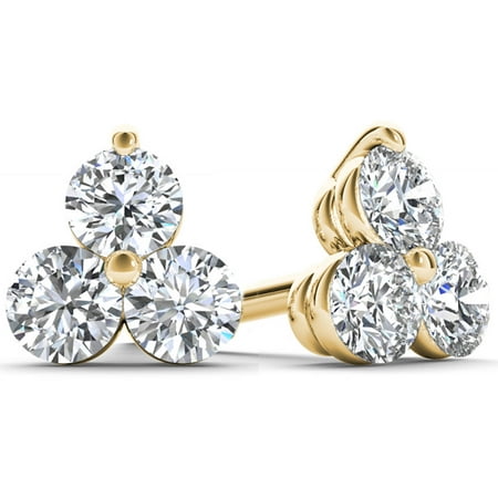 Imperial 1/4 Carat T.W. Diamond 10kt Yellow Gold Three-Stone Stud Earrings