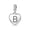 Silver-B, variant on Womens Initial I Heart Shape Clear Crystal Dangle Bead Charm .925 Sterling Silver