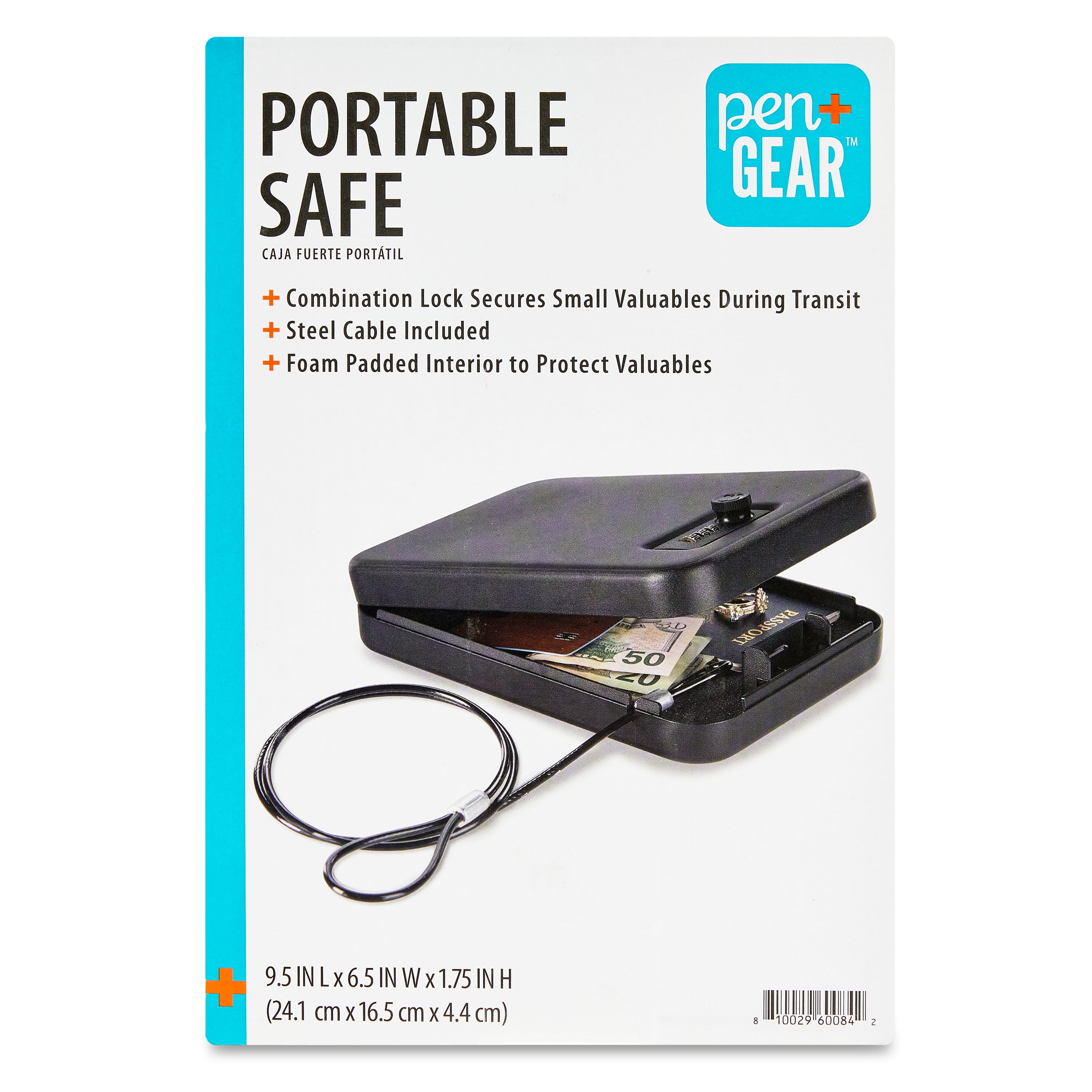 Pen+Gear Portable Safe, Black, 9.5" x 6.5", Combination Lock