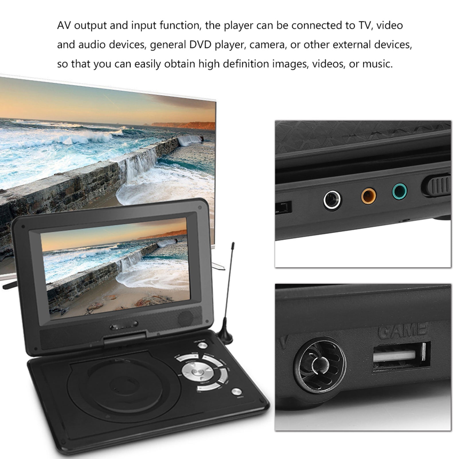 helper Onweersbui mengsel Car TV Player, 9.8in LCD Screen Portable DVD Player For Travel - Walmart.com