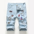 thumbnail image 5 of Giftesty Men Pants ,Men Cotton Distressed Denim Shorts Ripped Jeans Casual Holes Pants Summer Short, 5 of 9