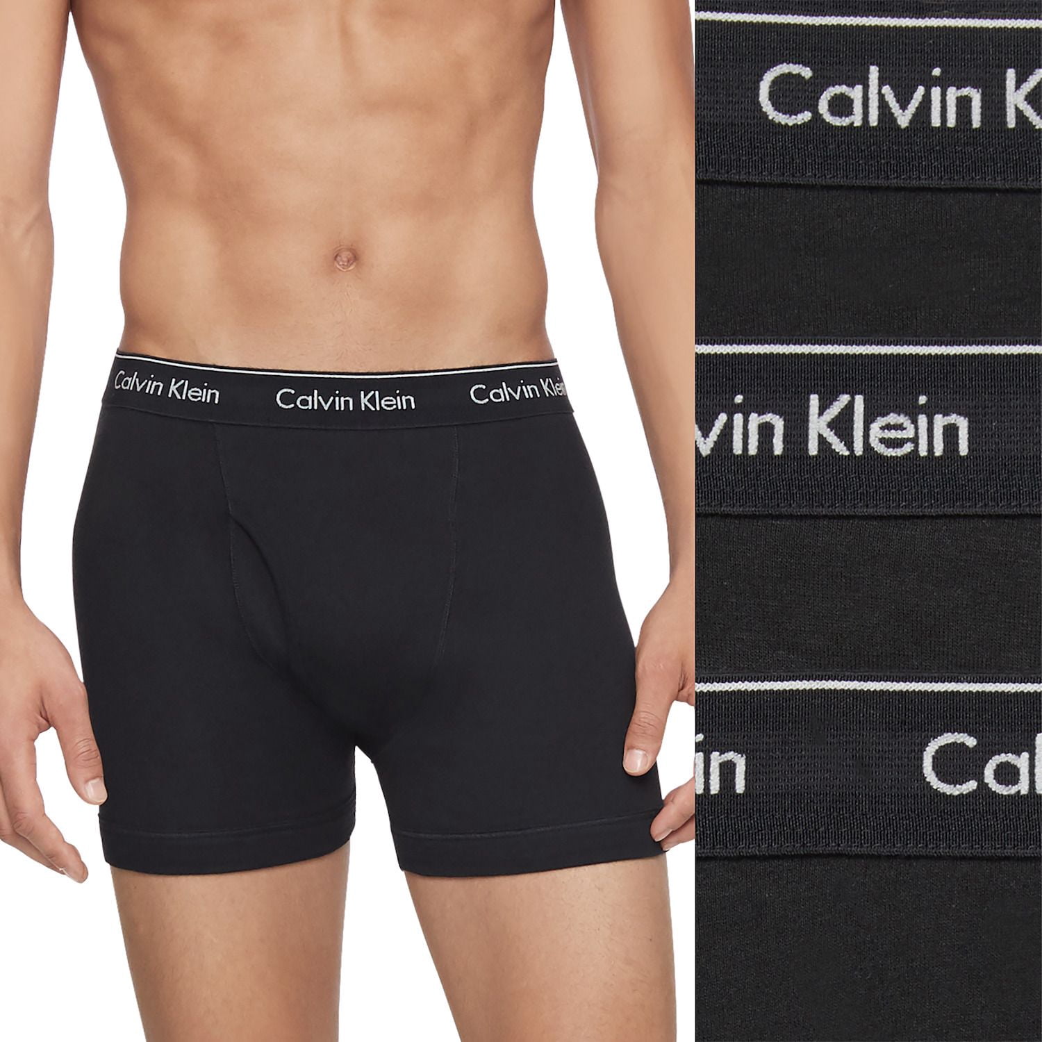 Calvin Klein Men's Boxers 3 Pack Underwear Cotton Classic Boxer Brief NB4003, Black, S