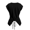 thumbnail image 6 of Favoffer Women's Strap Hem T-Shirts Round Neck Short Sleeve Slim Fit Casual Tops Knit Blouses Versatile Tees for Summer Outings Errands Streetwear Daily, 6 of 6