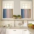 thumbnail image 1 of 36 Inch Long Tier Curtains for Kitchen, Farmhouse Retro Blue Brown Ombre Wood Grain Bathroom Window Curtains Rod Pocket Short Curtains Window Treatment Tiers for Living Room Farmhouse 2 Panels, 1 of 4
