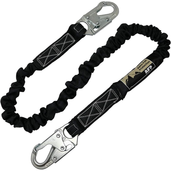 AFP 6 FT Single Leg Internal Shock Absorbing Safety Lanyard with Dual Snap Hooks