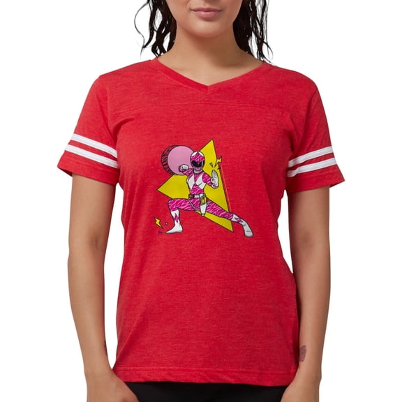 CafePress - Power Rangers Pink Ranger Women's Football T Shirt - Womens Football Shirt