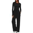 thumbnail image 1 of Women'S 2 Piece Sets Fall Outfits Long Sleeve Wide Leg Tracksuits Casual Lounge Set Matching Sets, 1 of 7