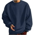 thumbnail image 2 of CFLVAEK Fuzzy Sherpa Sweatshirts for Women Big and Tall Fleece Sweatshirt Thick Warm Winter Pullover Solid Color Long Sleeve Shirts Navy XXL, 2 of 4