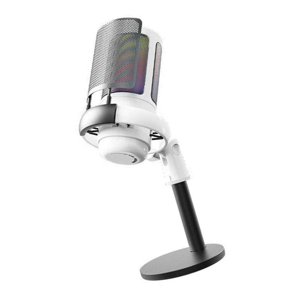Color Gaming Microphone USB for Streaming Podcasting Mute Button Condenser Mic Knob Control Monitoring