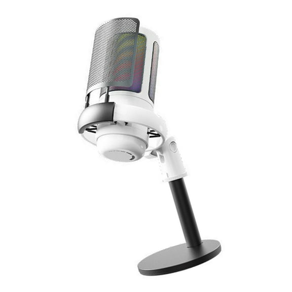 AOOOWER USB Condenser Microphone for PC Gaming Lights Mute Button 4 Color Lightings