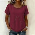 thumbnail image 2 of WHEANG 2026 Trendy Summer Tops for Women Short Sleeve Collarless Button Down Shirt Breathable Linen Crop Blouse for Women Lightweight Casual Beach Vacation Outfit Tops(Color Red Size 3XL), 2 of 6