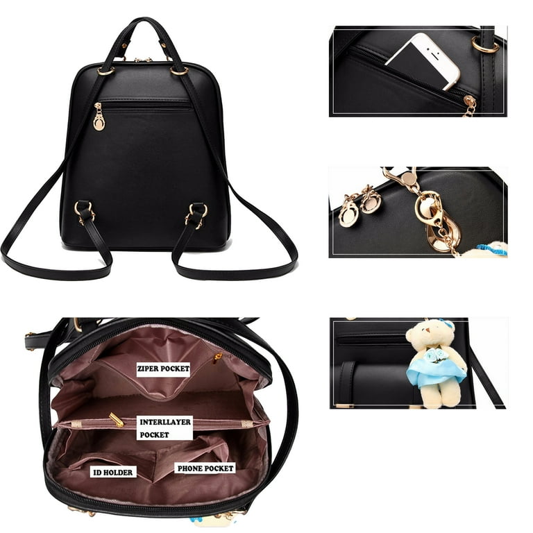 Leather Backpacks Woman Bear  Backpack Black Bear Leather