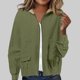 thumbnail image 1 of Chaquetas y abrigos casuales con capucha y manga larga para mujer, chaqueta de pana con capucha de color liso, blusa informal de manga larga con cremallera para mujer, 1 of 6