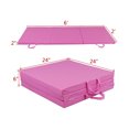 thumbnail image 2 of 2" Thick Extra Thick Gymnastics Mat,Tri-fold Folding Gym Exercise Mat, Tumbling Mat with Carrying Handles for Home Workout, Core Workouts, Stretching, Yoga,Pink, 2 of 5