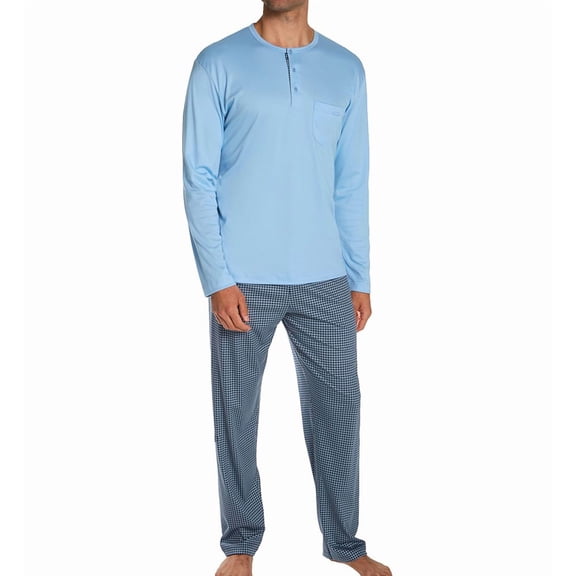 Men's Calida 41968 Relax Choice Supima Cotton Pajama Pant Set (Placid Blue 2XL)
