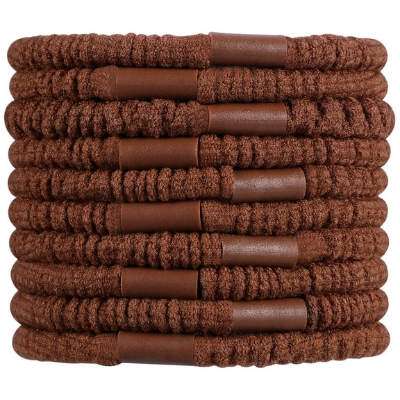 ADDHAT 10Pcs Brown Hair Ties Elastic Bands No Damage for Thick Hair Daily Use