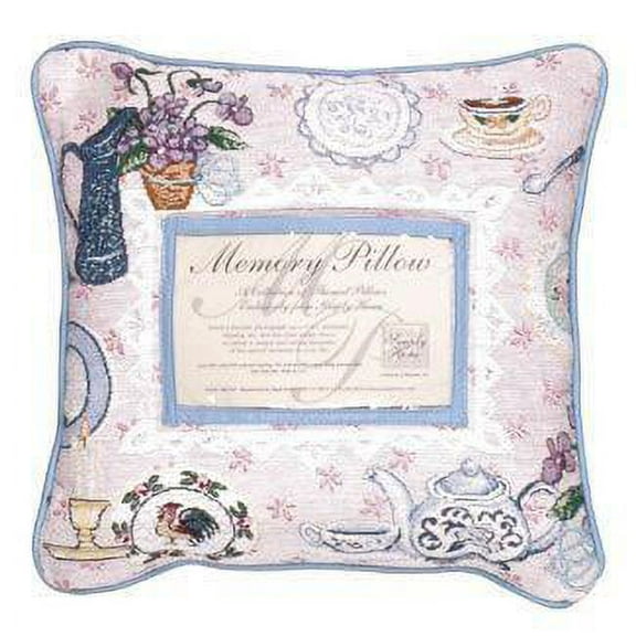 Simply Home 12" Square Tea Party Memory Photo Indoor Throw Pillow - Pink/White