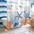 thumbnail image 5 of No Hook Shower Curtain, Navy Blue Coastal Shower Curtains for Bathroom with See Through Top Window, Nautical Summer Beach Coral Starfish Ocean Waterproof & Washable Bath Curtain Long 72"x78", 5 of 9