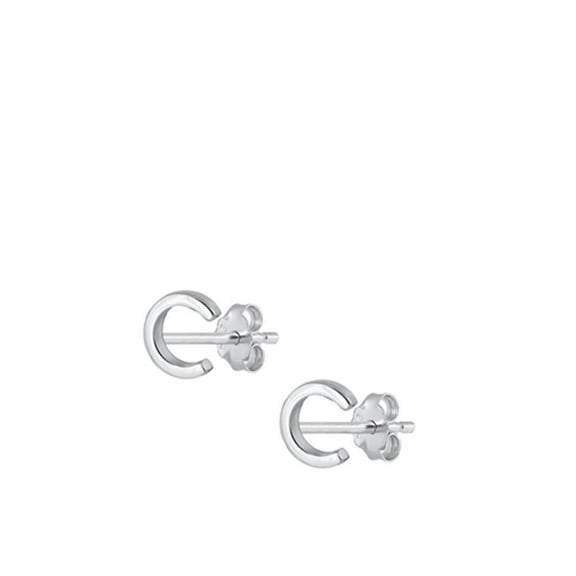 Sterling Silver High Polished Initial C Stud Letter Earrings 925 New Jewelry Female Unisex