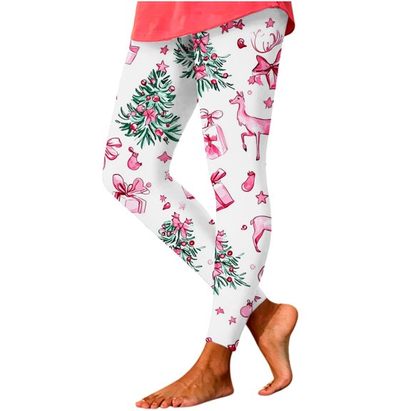 Turilly Women's Festive Christmas Print Leggings High Waisted Stretchy Yoga Pants for Holiday