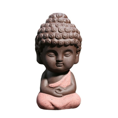 Purple Pottery - Cute Mini Buddha Ornaments Exquisite Purple Pottery Statuette Desktop Tea Tray Display Home Decor Unique Gift