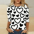 thumbnail image 4 of Xuyuer Women's Casual 3/4 Sleeve T-Shirts Round Neck Cute Tunic Tops Basic Tees Blouses Business Work Tee Top Summer Tunic Tops Dressy T-Shirts Pleated Shirts Fit Pullover Tshirts, 4 of 8